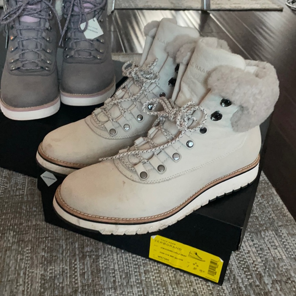 Cole Haan; grey/white leather, hiking sneakers